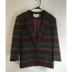 Vintage Fundamental Things GranyCore Blazer Jacket Size 12 P Wool Blend 🩶